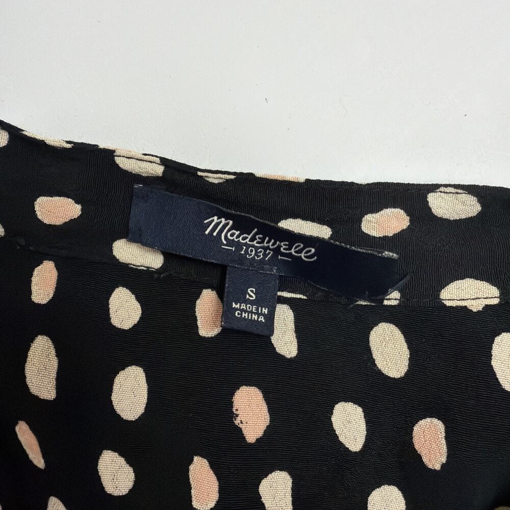 Madewell Black White Lightweight Figure Flattering Polka Dot Belted Midi Dress S - Picture 9 of 11
